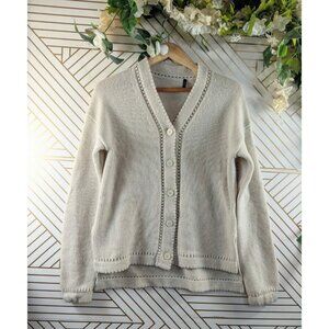 THEORY Women's Karenia Pointelle Wool-Cashmere Cardigan Cashmere Size Small